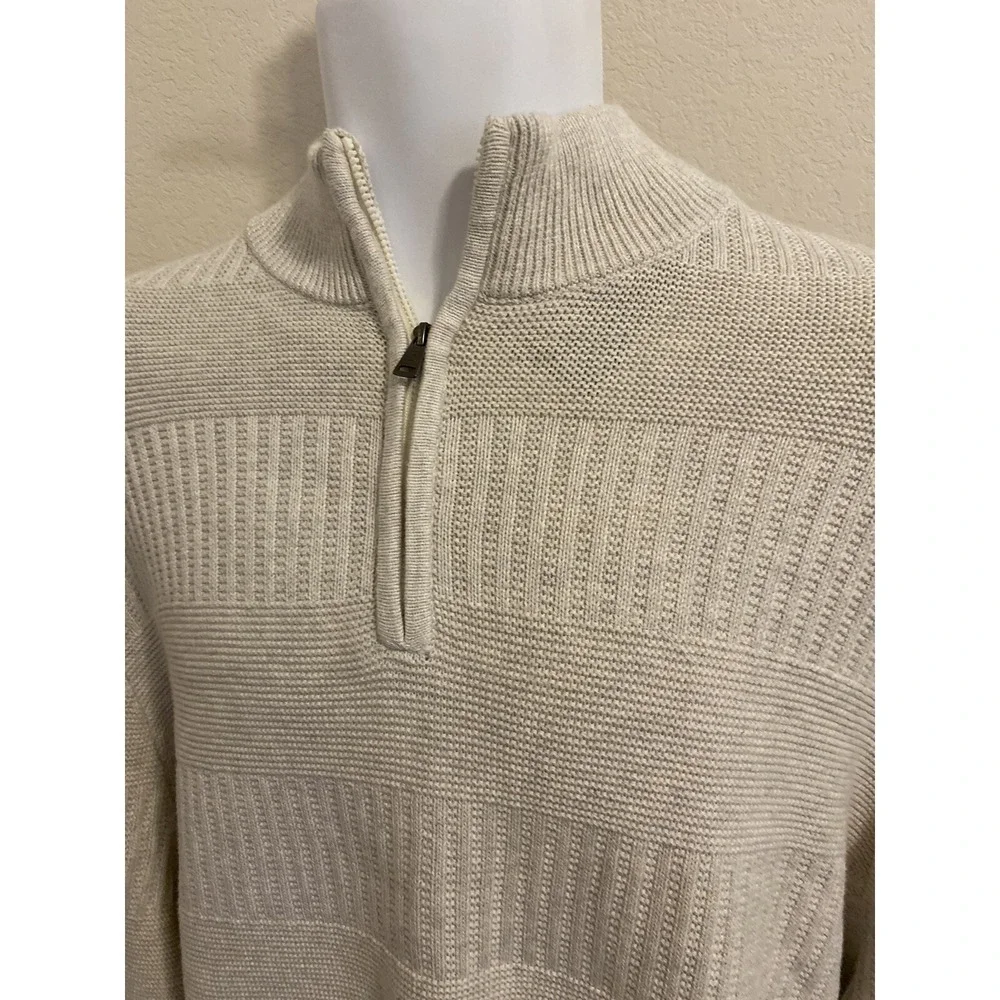 NWT!  Men's XXL 100% Cotton Cream Quarter Zip Turtleneck Sweater by CHAPS